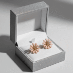 Flower Enamel Metal Earrings with Crystal Rhinestones