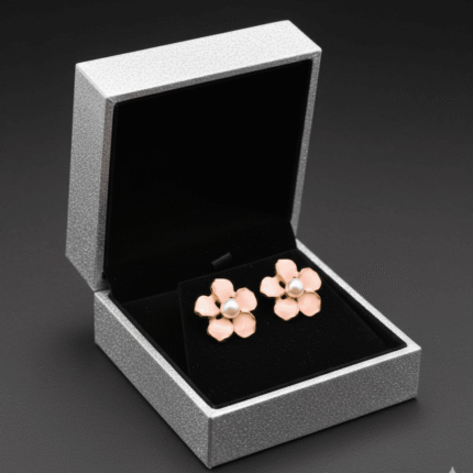 Flower Enamel Metal Pierced Earrings