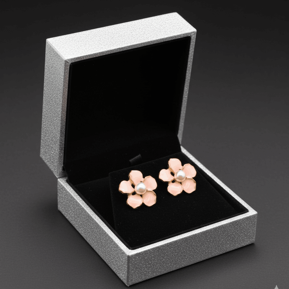 Flower Enamel Metal Pierced Earrings